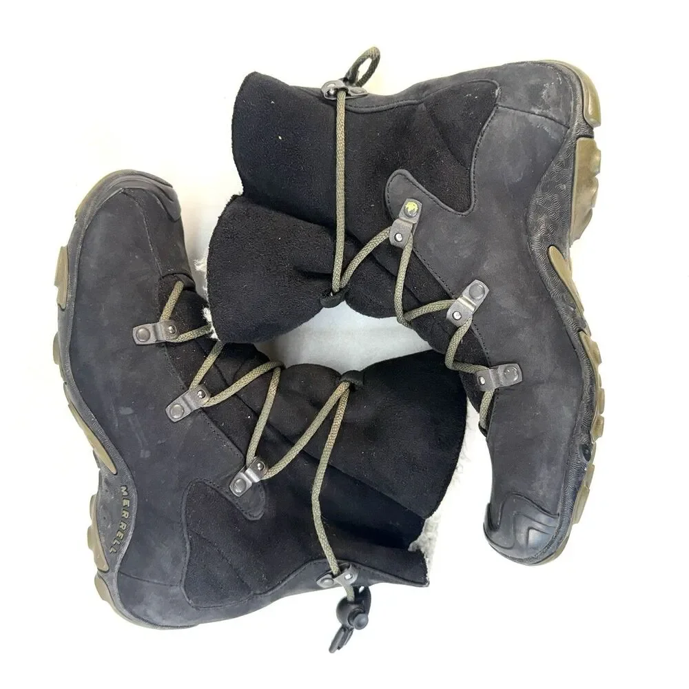 Merrell Forecast Tug Black Leather Hiking Ankle Boots Shoes 63966 Women's 6.5